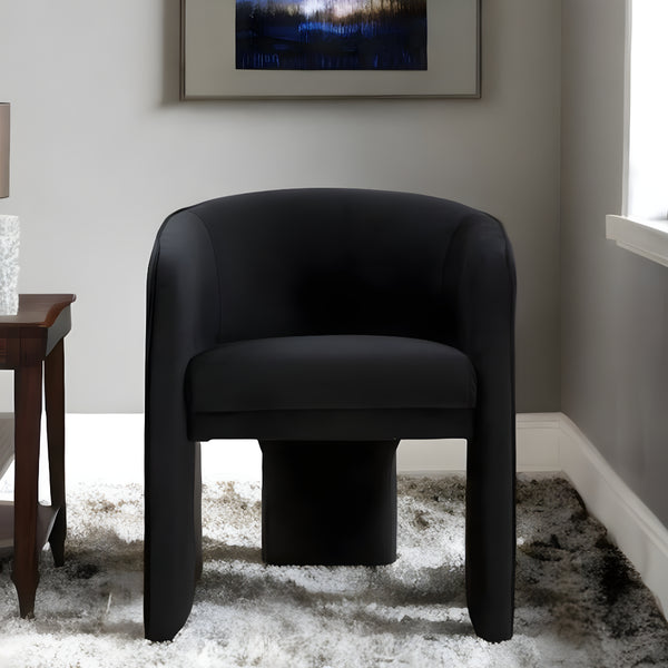 24 Black Velvet Mod Three Leg Arm Chair