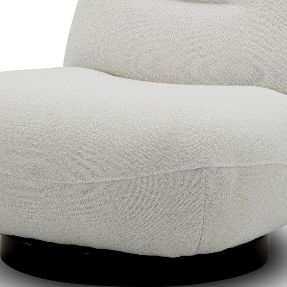 33" Cream 100% Polyester Solid Color Swivel Lounge Chair