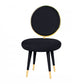 Set Of Two 21" Black Velvet And Black And Gold Solid Color Side Chair