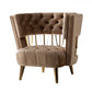 38" Dark Beige Velvet And Gold Exposed Back Accent Chair