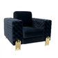 38" Dark Beige Velvet And Gold Exposed Back Accent Chair