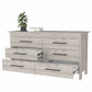 32" Light Gray Manufactured Wood Six Drawer Double Dresser