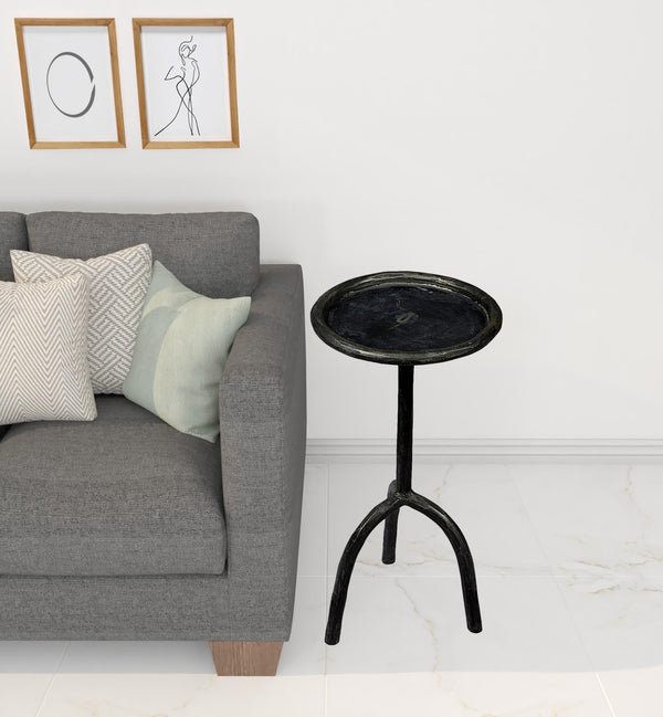 23 Black Iron Pedestal Round End Table