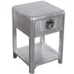 24" Silver Aluminum Square End Table With Drawer And Shelf