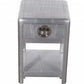 24" Silver Aluminum Square End Table With Drawer And Shelf