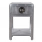 24" Silver Aluminum Square End Table With Drawer And Shelf