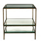 20" Bronze And Clear Glass And Iron Square End Table With Two Shelves