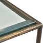 20" Bronze And Clear Glass And Iron Square End Table With Two Shelves