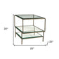 20" Bronze And Clear Glass And Iron Square End Table With Two Shelves