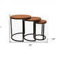 Set Of Three 19" Black And Copper Round Nested Tables