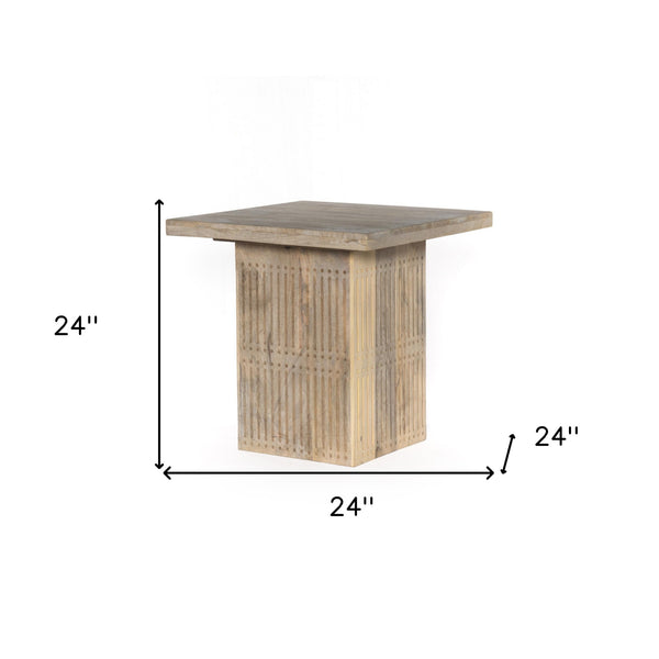 24 Brushed Ivory Solid Wood Square End Table