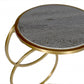 21" Gold And Gray Marble And Iron Round End Table