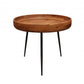 18" Black And Natural Brown Solid Wood And Iron Round End Table