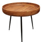 18" Black And Natural Brown Solid Wood And Iron Round End Table