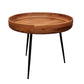 18" Black And Natural Brown Solid Wood And Iron Round End Table