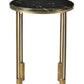 23" Gold And Black Marble And Iron Round End Table