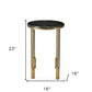 23" Gold And Black Marble And Iron Round End Table