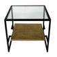 22" Bronze And Clear Glass Square End Table With Shelf