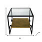 22" Bronze And Clear Glass Square End Table With Shelf