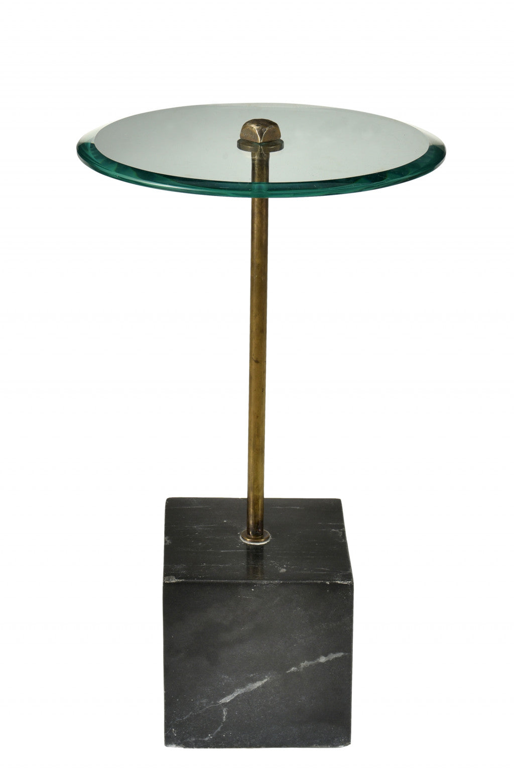 22" Black And Clear Glass Round End Table