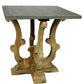 24" Natural Brown And Gray Metal And Solid Wood Square End Table