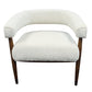 29" Ivory Polyester Blend And Brown Solid Color Arm Chair