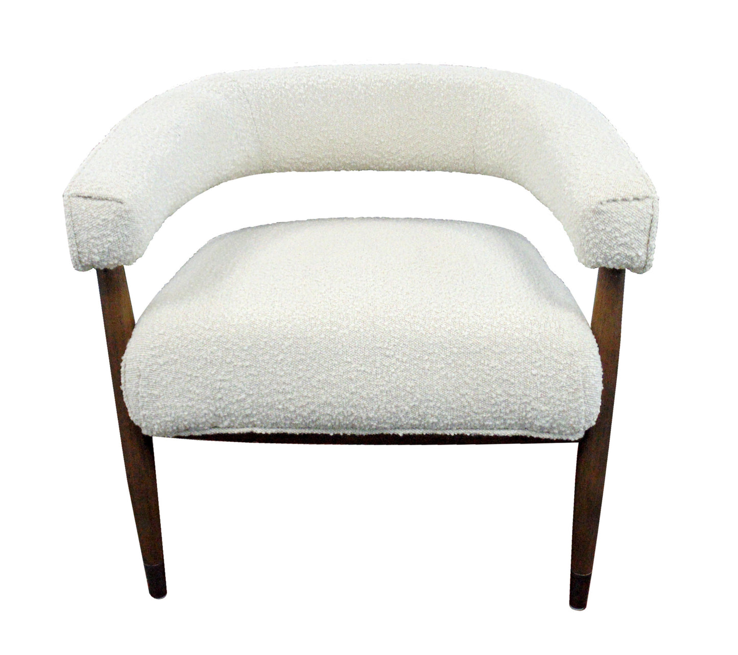 29" Ivory Polyester Blend And Brown Solid Color Arm Chair