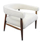 29" Ivory Polyester Blend And Brown Solid Color Arm Chair