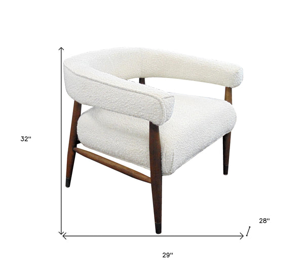 29 Ivory Polyester Blend And Brown Solid Color Arm Chair