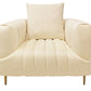 37" Ivory Velvet And Gold Solid Color Lounge Chair