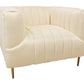 37" Ivory Velvet And Gold Solid Color Lounge Chair