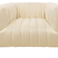 37" Ivory Velvet And Gold Solid Color Lounge Chair