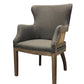 25" Gray Linen And Natural Solid Color Arm Chair