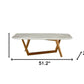 51" Walnut And White Ceramic Tile Rectangular Coffee Table
