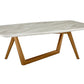 51" Walnut And White Ceramic Tile Rectangular Coffee Table