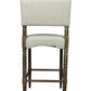 30" Off White And Brown Solid Wood Bar Height Bar Chair