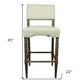 30" Off White And Brown Solid Wood Bar Height Bar Chair