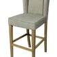 30" Gray And Brown Solid Wood Bar Height Bar Chair