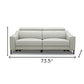 74" Gray Leather Reclining Sofa With Black Legs