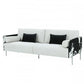 89" White Sofa And Toss Pillows With Silver Legs