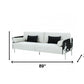 89" White Sofa And Toss Pillows With Silver Legs