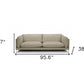 96" Taupe Top Grain Leather Sofa With Silver Legs