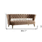 84" Beige Velvet Sofa With Gold Legs