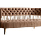 84" Beige Velvet Sofa With Gold Legs