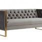 75" Gray Velvet Sofa With Gold Legs