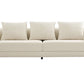 100" Cream Fabric Sofa With Wood Brown Legs
