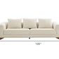 100" Cream Fabric Sofa With Wood Brown Legs