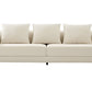 100" Cream Fabric Sofa With Wood Brown Legs