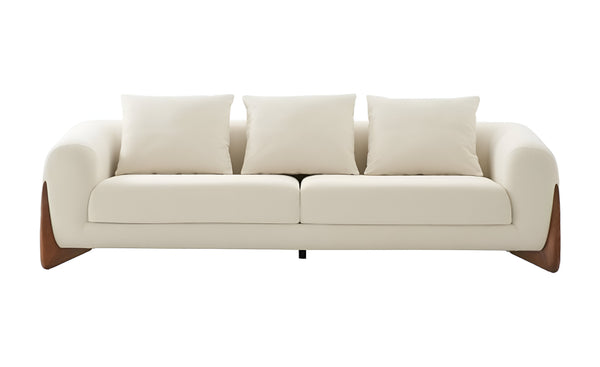 100 Cream Sofa With Wood Brown Legs