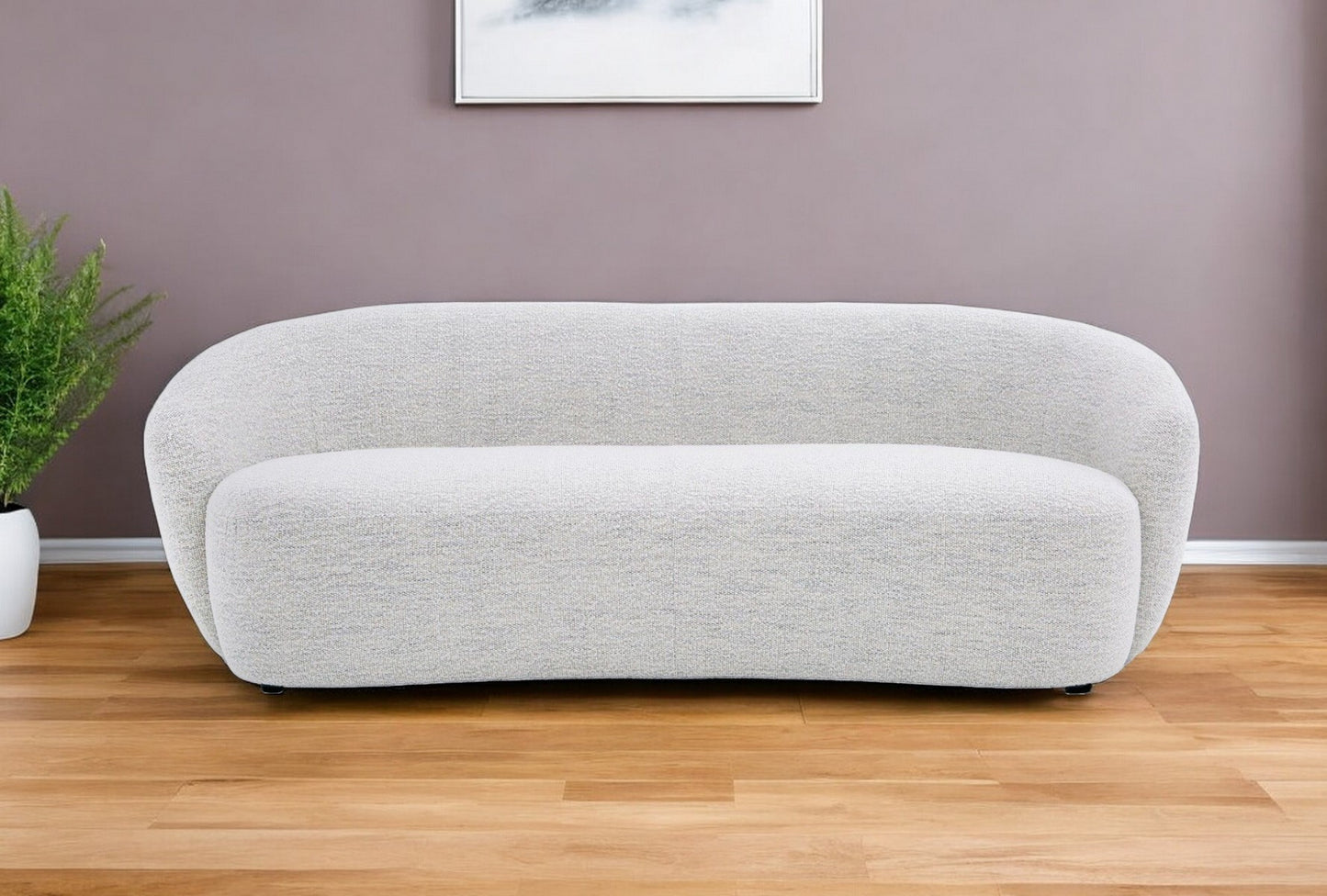 90" Off White Sofa With Black Legs